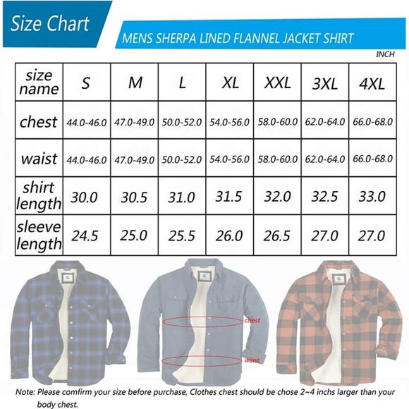 COEVALS CLUB Men's Sherpa Lined Flannel Long Sleeve Plaid Snap Button Up Shirt - Picture 8 of 8